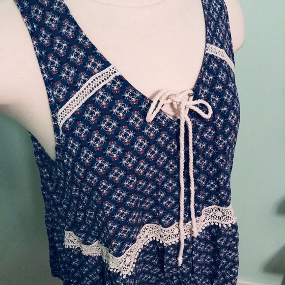Boho Blue Blouse Hi Low Cut - Picture 3 of 8